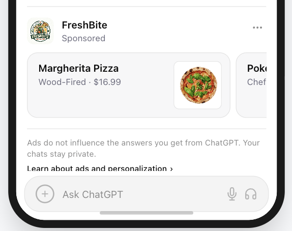 FreshBite Margherita Pizza card showing a single pizza on a plain white tile