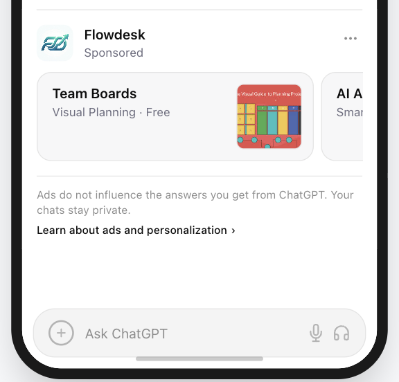 Flowdesk Team Boards card showing a small multicolor planning-board screenshot with many labels and columns