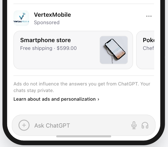 VertexMobile Smartphone store card showing one angled phone on a pale blue tile